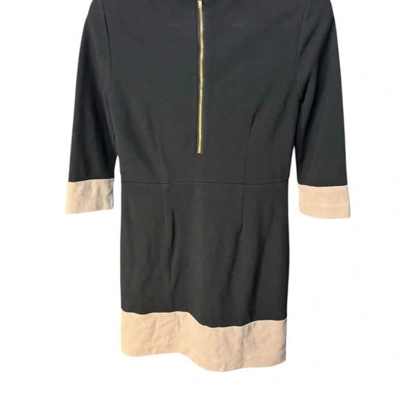 Banana Republic Black and Khaki Knit Dress Size 6 zipper back d9 - Picture 3 of 5